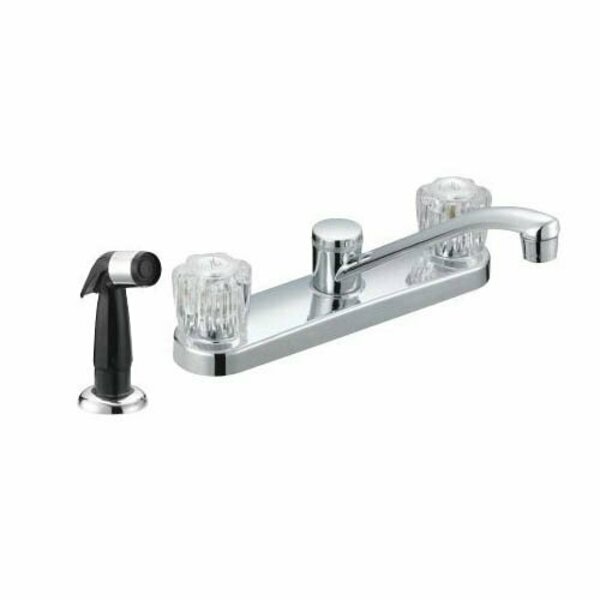 Mueller Industries/B & K Kitchen Faucet, 1.8 gpm, 2-Faucet Handle, 4-Faucet Hole, Acrylic, Chrome Plated, Deck Mounting 222-404H